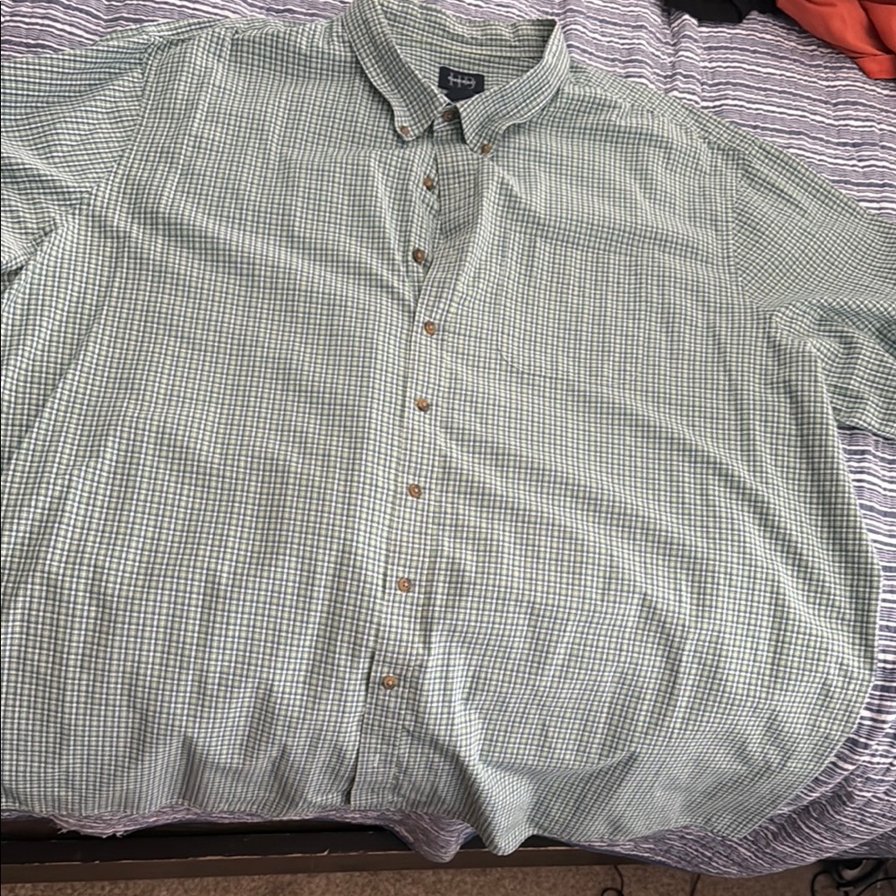 Harbor Bay Green Casual Button Down Shirt